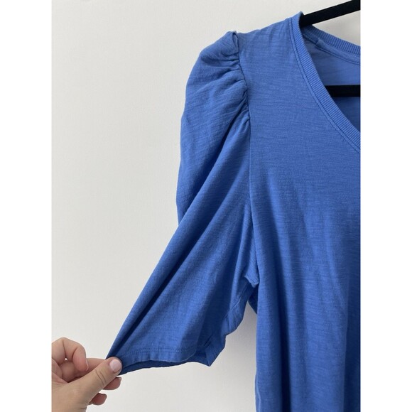 NATION LTD Jillian Bold Shoulder V Neck Top Blue Short Sleeve Size XXL Modern - Picture 2 of 8